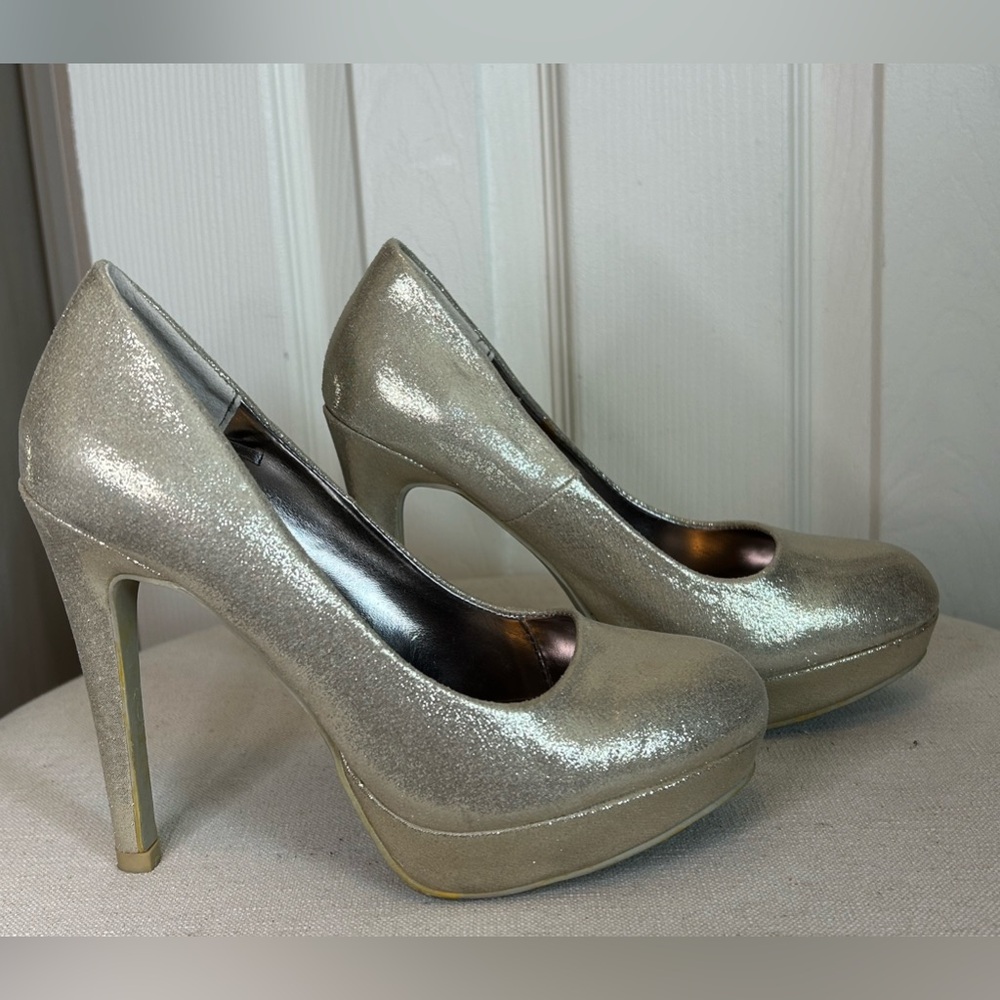 Steve Madden P-Reta Platform Stiletto Heels Pumps Metallic Gold Wedding Event